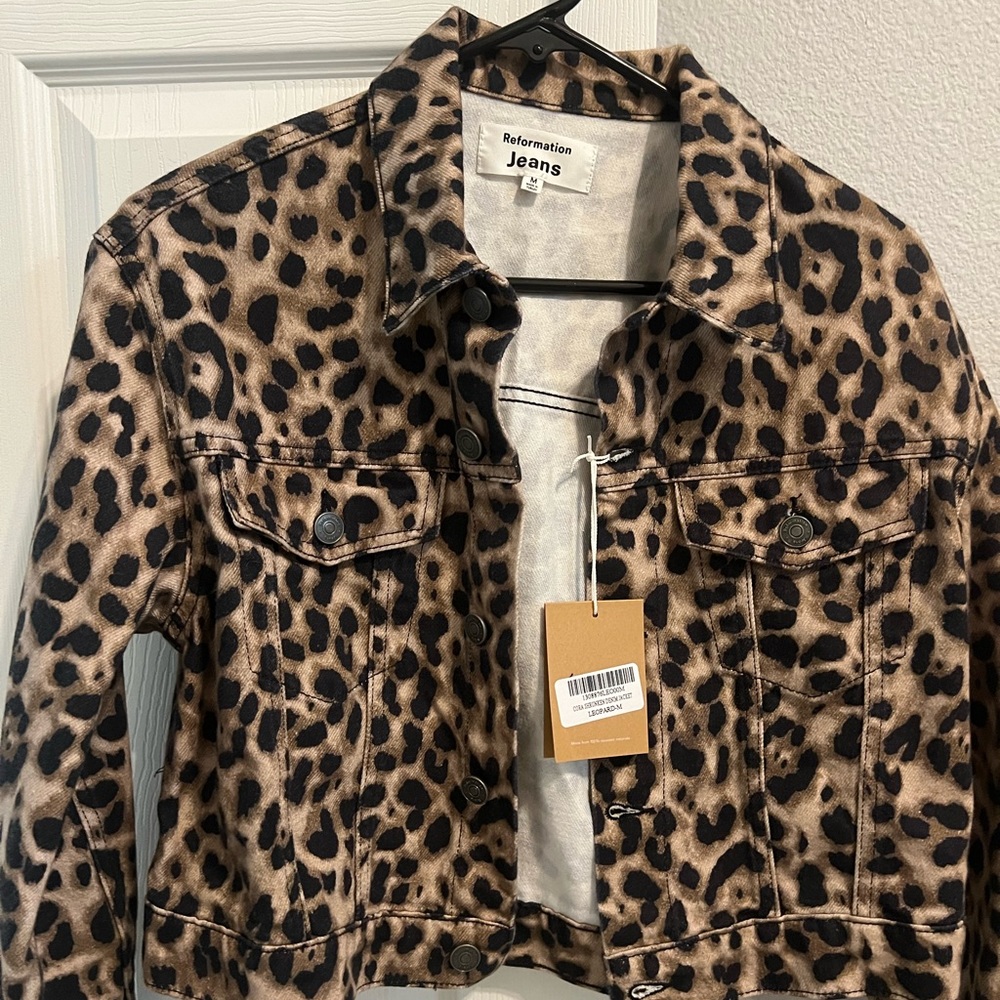 Leopard Print Denim Reformation Jacket
